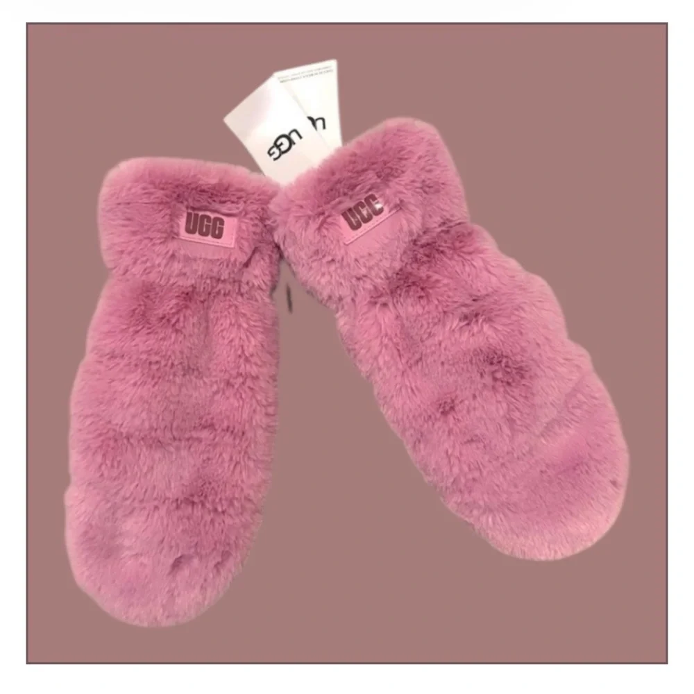 UGG Pink Fur Mittens